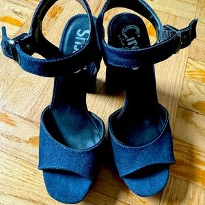 Denim high heels Sandals